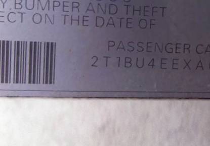 VIN 2T1BU4EEXAC484324