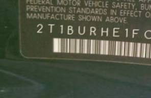 VIN 2T1BURHE1FC371314