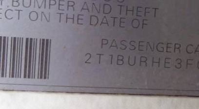 VIN 2T1BURHE3FC329758