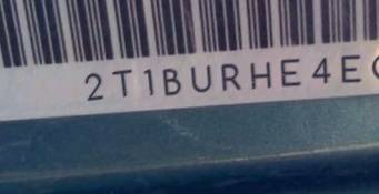 VIN 2T1BURHE4EC019164