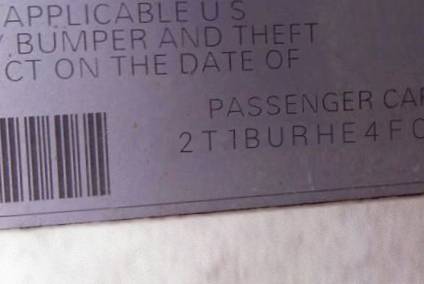 VIN 2T1BURHE4FC274995