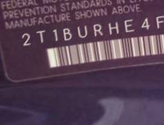 VIN 2T1BURHE4FC425026