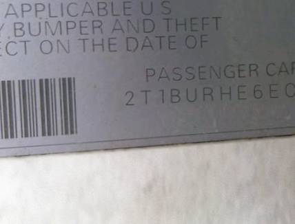 VIN 2T1BURHE6EC210150