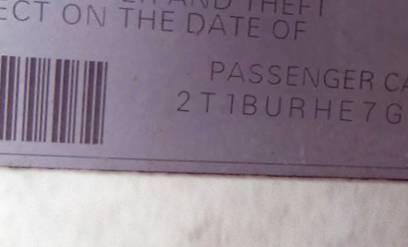 VIN 2T1BURHE7GC486100