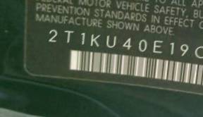 VIN 2T1KU40E19C154784