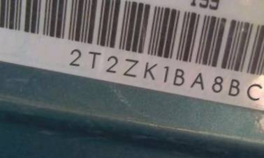 VIN 2T2ZK1BA8BC056155