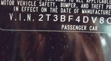 VIN 2T3BF4DV8CW265687