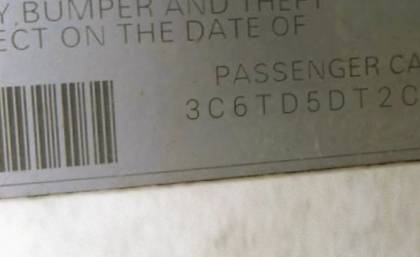 VIN 3C6TD5DT2CG197019