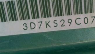 VIN 3D7KS29C07G700608