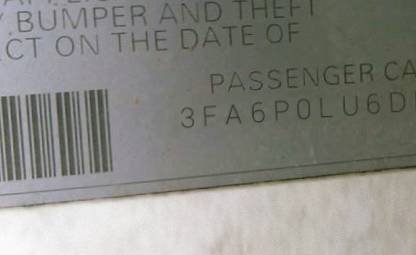 VIN 3FA6P0LU6DR208433