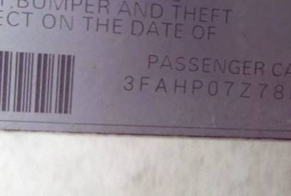 VIN 3FAHP07Z78R274753