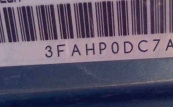 VIN 3FAHP0DC7AR294040