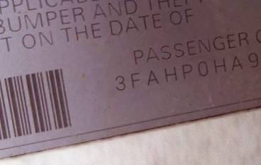 VIN 3FAHP0HA9CR285223