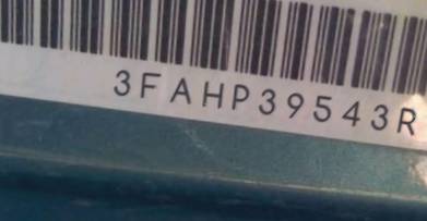 VIN 3FAHP39543R167986