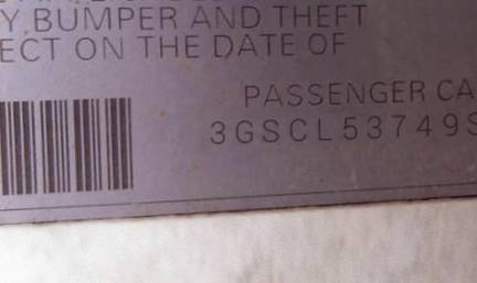 VIN 3GSCL53749S596671