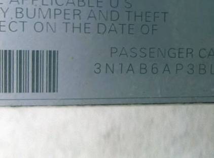VIN 3N1AB6AP3BL726277