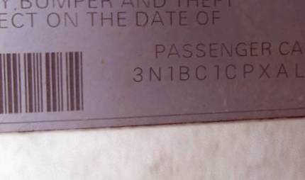 VIN 3N1BC1CPXAL450051