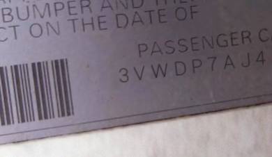 VIN 3VWDP7AJ4DM431289