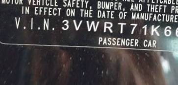 VIN 3VWRT71K66M728190