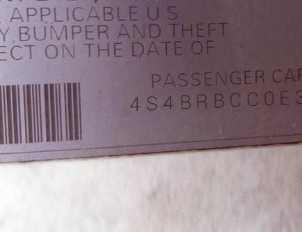 VIN 4S4BRBCC0E3284960