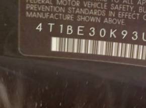 VIN 4T1BE30K93U761549