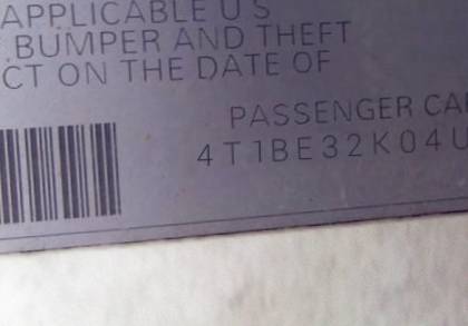 VIN 4T1BE32K04U856175