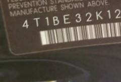 VIN 4T1BE32K12U044798