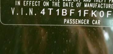 VIN 4T1BF1FK0FU018355