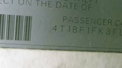 VIN 4T1BF1FK3FU100791