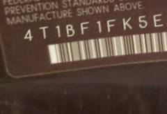 VIN 4T1BF1FK5EU364433