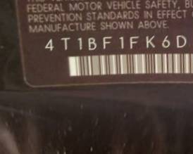 VIN 4T1BF1FK6DU261102