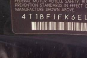 VIN 4T1BF1FK6EU830936