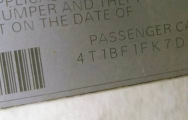 VIN 4T1BF1FK7DU666403