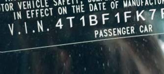 VIN 4T1BF1FK7FU060912