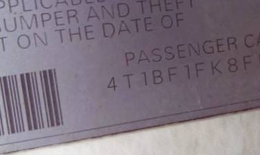 VIN 4T1BF1FK8FU980600