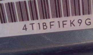 VIN 4T1BF1FK9GU138835