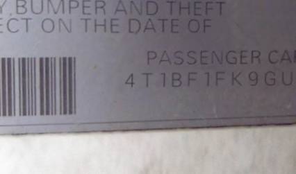 VIN 4T1BF1FK9GU583205