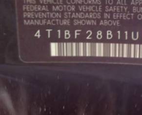 VIN 4T1BF28B11U147698