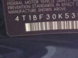 VIN 4T1BF30K53U042957