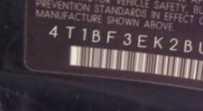 VIN 4T1BF3EK2BU155384
