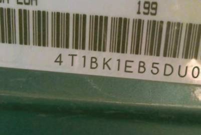 VIN 4T1BK1EB5DU050759