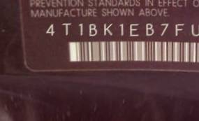 VIN 4T1BK1EB7FU145441