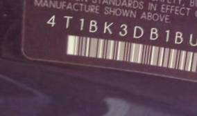 VIN 4T1BK3DB1BU372387