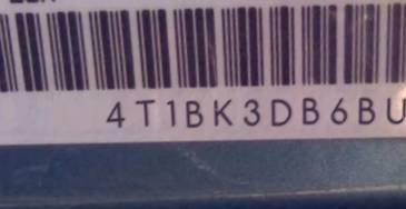 VIN 4T1BK3DB6BU400667