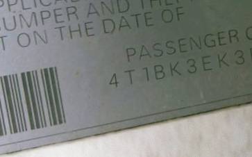 VIN 4T1BK3EK3BU620296