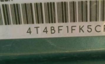 VIN 4T4BF1FK5CR215376