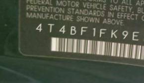 VIN 4T4BF1FK9ER439284