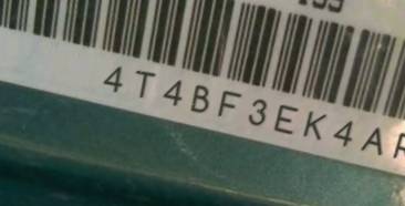 VIN 4T4BF3EK4AR067683