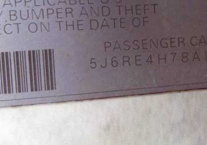 VIN 5J6RE4H78AL075394