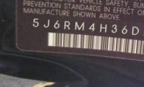 VIN 5J6RM4H36DL020317